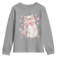 Funny Valentine's Day Cute Heart Cat Youth Sweatshirt
