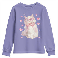 Funny Valentine's Day Cute Heart Cat Youth Sweatshirt