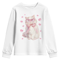 Funny Valentine's Day Cute Heart Cat Youth Sweatshirt