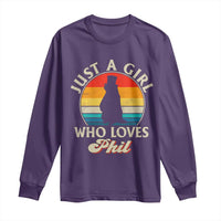 Funny Just A Girl Who Loves Phil Groundhog Long Sleeve Shirt Punxsy Woodchuck Day Lover - Wonder Print Shop