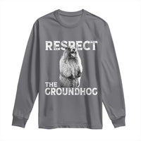Funny Respect The Groundhog Long Sleeve Shirt Screaming Woodchuck Meme Groundhog Day - Wonder Print Shop