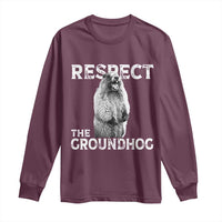 Funny Respect The Groundhog Long Sleeve Shirt Screaming Woodchuck Meme Groundhog Day - Wonder Print Shop
