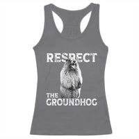 Funny Respect The Groundhog Racerback Tank Top Screaming Woodchuck Meme Groundhog Day - Wonder Print Shop