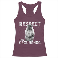 Funny Respect The Groundhog Racerback Tank Top Screaming Woodchuck Meme Groundhog Day - Wonder Print Shop