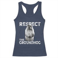 Funny Respect The Groundhog Racerback Tank Top Screaming Woodchuck Meme Groundhog Day - Wonder Print Shop