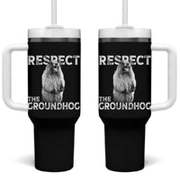 Funny Respect The Groundhog Tumbler With Handle Screaming Woodchuck Meme Groundhog Day - Wonder Print Shop