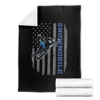 Snowmobile American Flag Snowcross Riding Winter Sport Throw Blanket - Wonder Print Shop