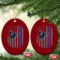 Snowmobile American Flag Snowcross Riding Winter Sport Ceramic Ornament - Wonder Print Shop