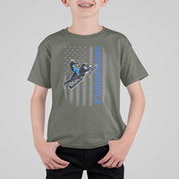 Snowmobile American Flag Snowcross Riding Winter Sport T Shirt For Kid - Wonder Print Shop