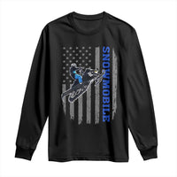 Snowmobile American Flag Snowcross Riding Winter Sport Long Sleeve Shirt - Wonder Print Shop
