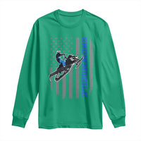 Snowmobile American Flag Snowcross Riding Winter Sport Long Sleeve Shirt - Wonder Print Shop