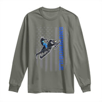 Snowmobile American Flag Snowcross Riding Winter Sport Long Sleeve Shirt - Wonder Print Shop