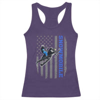 Snowmobile American Flag Snowcross Riding Winter Sport Racerback Tank Top - Wonder Print Shop