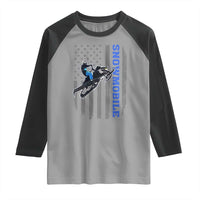 Snowmobile American Flag Snowcross Riding Winter Sport Raglan Shirt - Wonder Print Shop