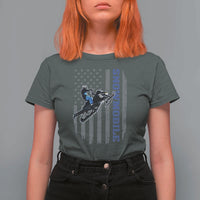 Snowmobile American Flag Snowcross Riding Winter Sport T Shirt For Women - Wonder Print Shop