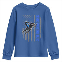 Snowmobile American Flag Snowcross Riding Winter Sport Youth Sweatshirt - Wonder Print Shop