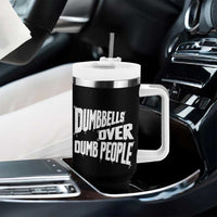 Funny Dumbbells Over Dumb People Tumbler With Handle Gym Workout Fitness Motivation - Wonder Print Shop