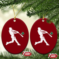 St Patricks Day Baseball Batter Silhouette Shamrock Ceramic Ornament