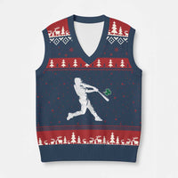 St Patricks Day Baseball Batter Silhouette Shamrock V-Neck Knit Sweater Vest
