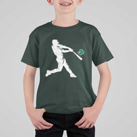 St Patricks Day Baseball Batter Silhouette Shamrock T Shirt For Kid