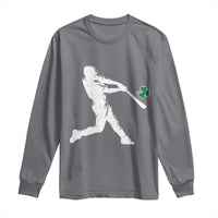 St Patricks Day Baseball Batter Silhouette Shamrock Long Sleeve Shirt