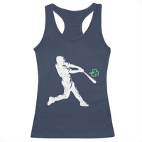 St Patricks Day Baseball Batter Silhouette Shamrock Racerback Tank Top