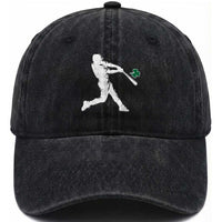 St Patricks Day Baseball Batter Silhouette Shamrock Washed Cotton Baseball Cap