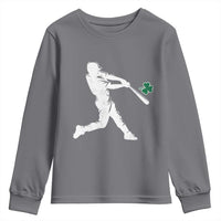 St Patricks Day Baseball Batter Silhouette Shamrock Youth Sweatshirt