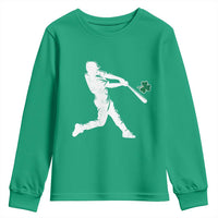 St Patricks Day Baseball Batter Silhouette Shamrock Youth Sweatshirt