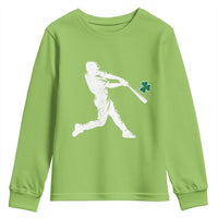 St Patricks Day Baseball Batter Silhouette Shamrock Youth Sweatshirt