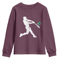 St Patricks Day Baseball Batter Silhouette Shamrock Youth Sweatshirt