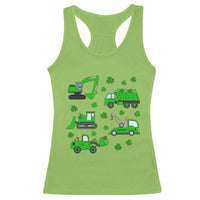 Funny St Patricks Day Construction Trucks Irish Shamrock Racerback Tank Top