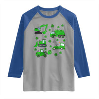 Funny St Patricks Day Construction Trucks Irish Shamrock Raglan Shirt