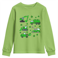 Funny St Patricks Day Construction Trucks Irish Shamrock Youth Sweatshirt