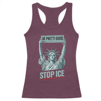Be Pretti Good Stop Ice Racerback Tank Top Statue Of Liberty Minneapolis Protest