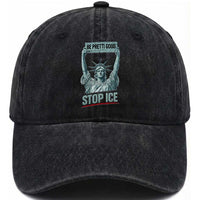 Be Pretti Good Stop Ice Washed Cotton Baseball Cap Statue Of Liberty Minneapolis Protest