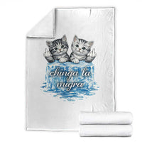 Chinga La Migra Throw Blanket Cute Cat Melting Ice Pro Immigrant