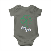 Video Game Lover St Patricks Day with Shamrock Controllers Baby Onesie