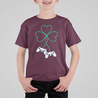 Video Game Lover St Patricks Day with Shamrock Controllers T Shirt For Kid