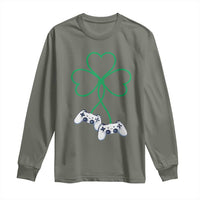 Video Game Lover St Patricks Day with Shamrock Controllers Long Sleeve Shirt