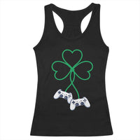 Video Game Lover St Patricks Day with Shamrock Controllers Racerback Tank Top