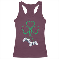 Video Game Lover St Patricks Day with Shamrock Controllers Racerback Tank Top