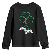 Video Game Lover St Patricks Day with Shamrock Controllers Youth Sweatshirt