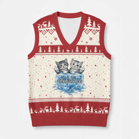 Abolish Ice V-Neck Knit Sweater Vest Cute Cat Melting Ice Pro Immigrant