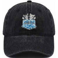Abolish Ice Washed Cotton Baseball Cap Cute Cat Melting Ice Pro Immigrant