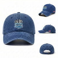 Fck Ice Washed Cotton Baseball Cap Cute Cat Melting Ice Pro Immigrant