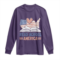 Funny National Reading Month Books Readers Long Sleeve Shirt Reading Across America Teacher American Flag