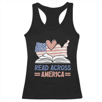 Funny National Reading Month Books Readers Racerback Tank Top Reading Across America Teacher American Flag