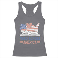 Funny National Reading Month Books Readers Racerback Tank Top Reading Across America Teacher American Flag