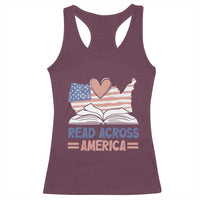 Funny National Reading Month Books Readers Racerback Tank Top Reading Across America Teacher American Flag